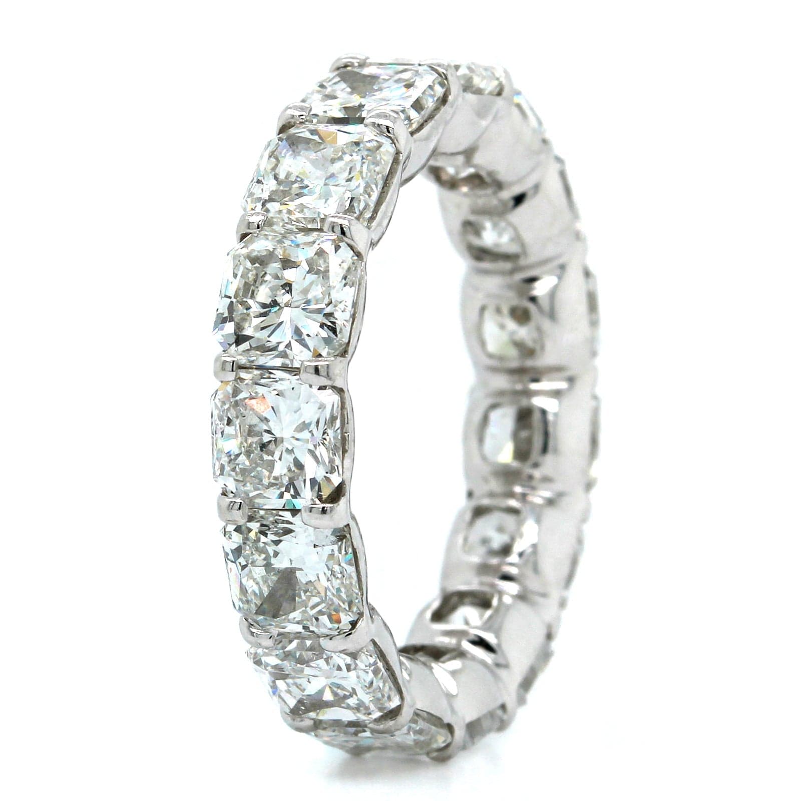 Platinum Shared Prong Radiant Cut Diamond Eternity Band