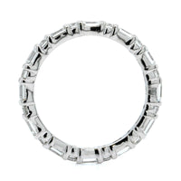 Platinum Emerald and Round Cut Diamond Eternity Band