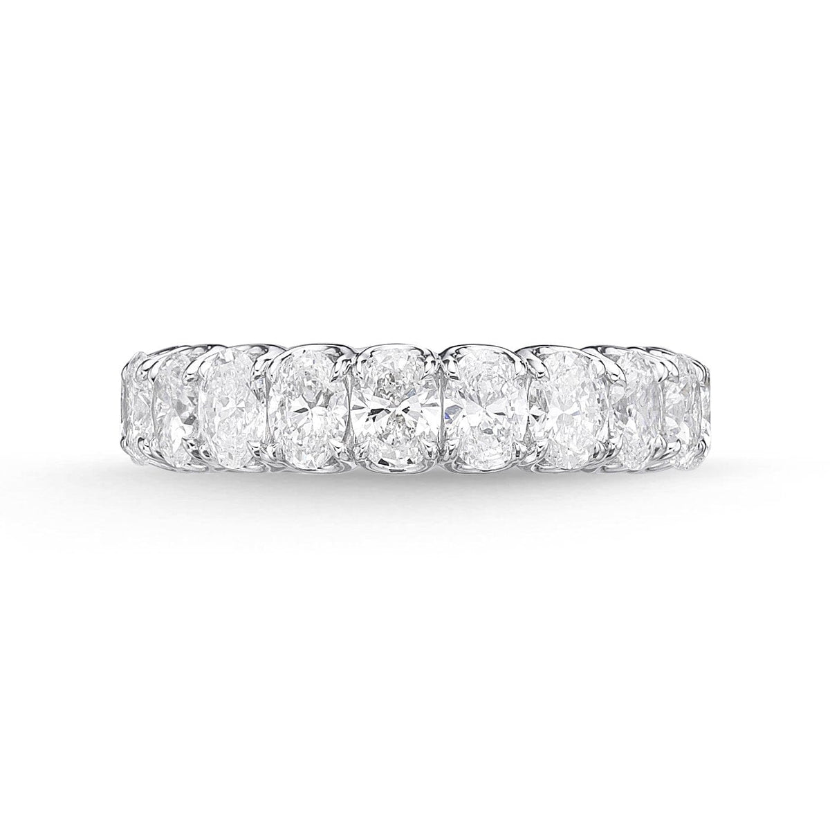 18K White Gold Shared Prong Eternity Oval Diamond Band