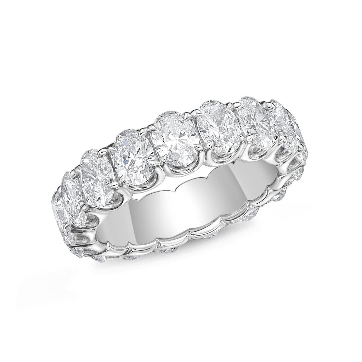 18K White Gold Prong Set Eternity Oval Diamond Band
