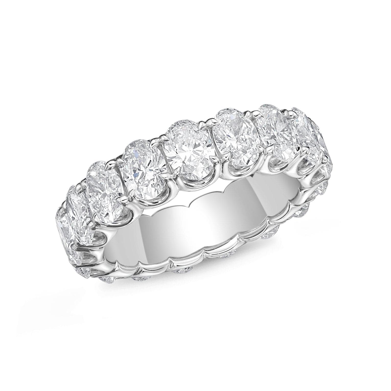 18K White Gold Prong Set Eternity Oval Diamond Band
