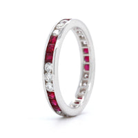18K White Gold Channel Set Ruby and Diamond Band