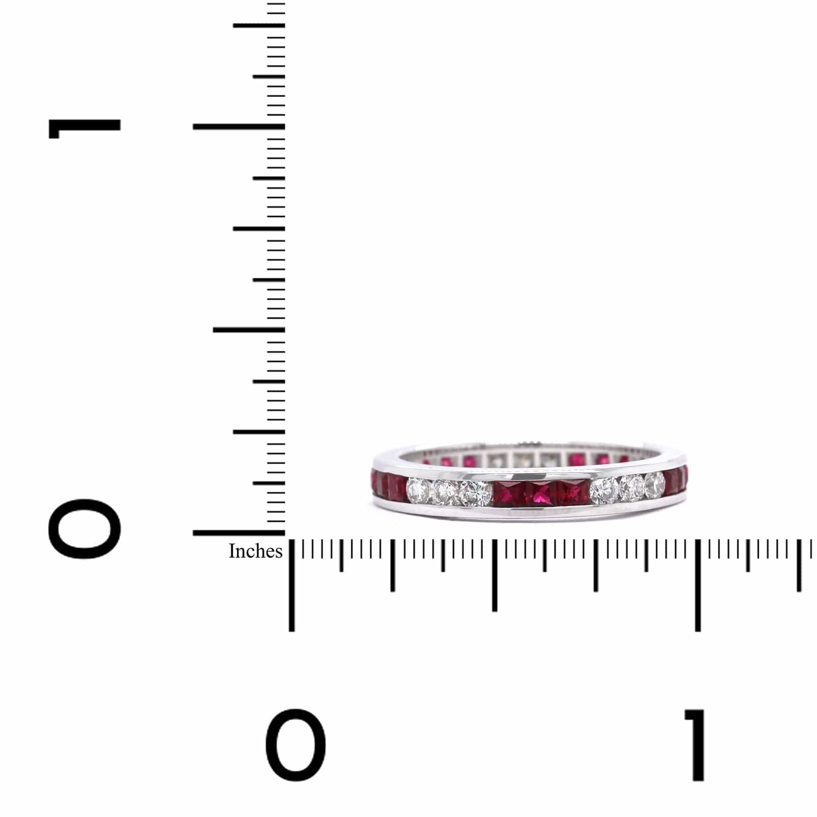 18K White Gold Channel Set Ruby and Diamond Band