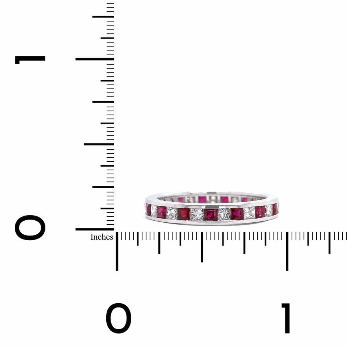 18K White Gold Channel Set Ruby and Diamond Band