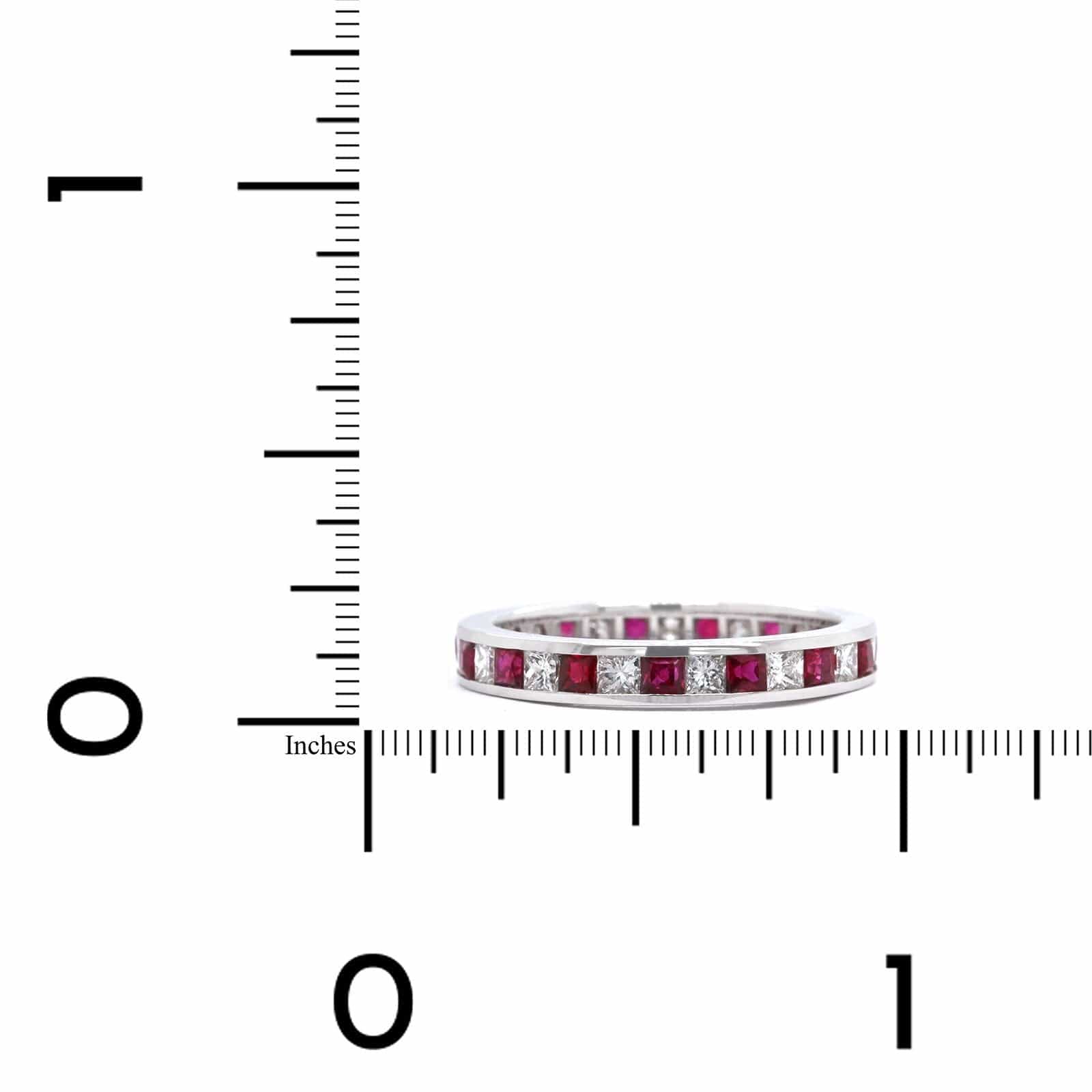 18K White Gold Channel Set Ruby and Diamond Band