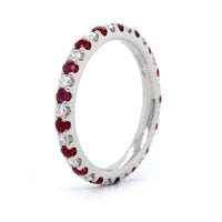 Platinum Prong Set Ruby and Diamond Eternity Band