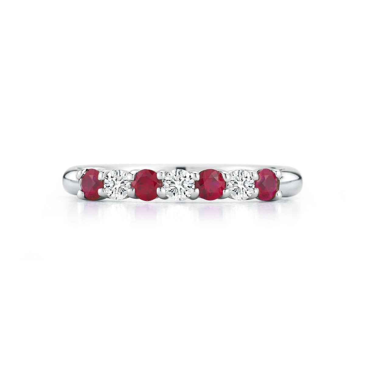 Platinum Prong Set Ruby and Diamond Wedding Ring