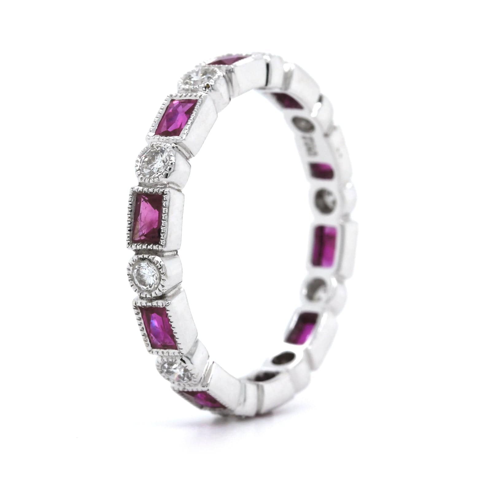18K White Gold Ruby and Diamond Eternity Band