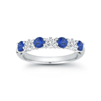 Platinum 7 Stone Alternating Sapphire and Diamond Band