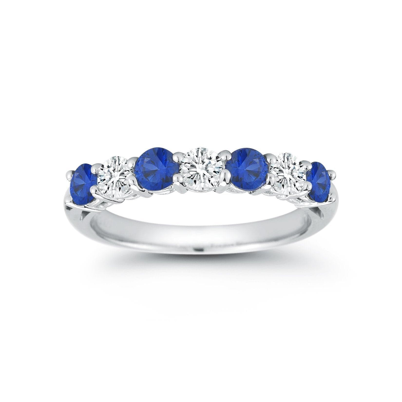 Platinum 7 Stone Alternating Sapphire and Diamond Band