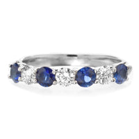 Platinum 7 Stone Alternating Sapphire & Diamond Band