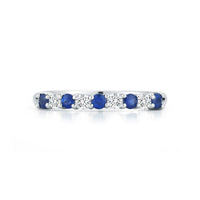 Platinum Nine-Stone Alternating Diamond and Ruby Wedding Ring