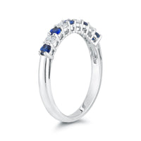 Platinum 9 Stone Alternating Diamond and Sapphire Wedding Ring