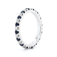 18K White Gold Shared Prong Sapphire and Diamond Eternity Band
