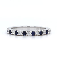 18K White Gold Shared Prong Sapphire and Diamond Eternity Band