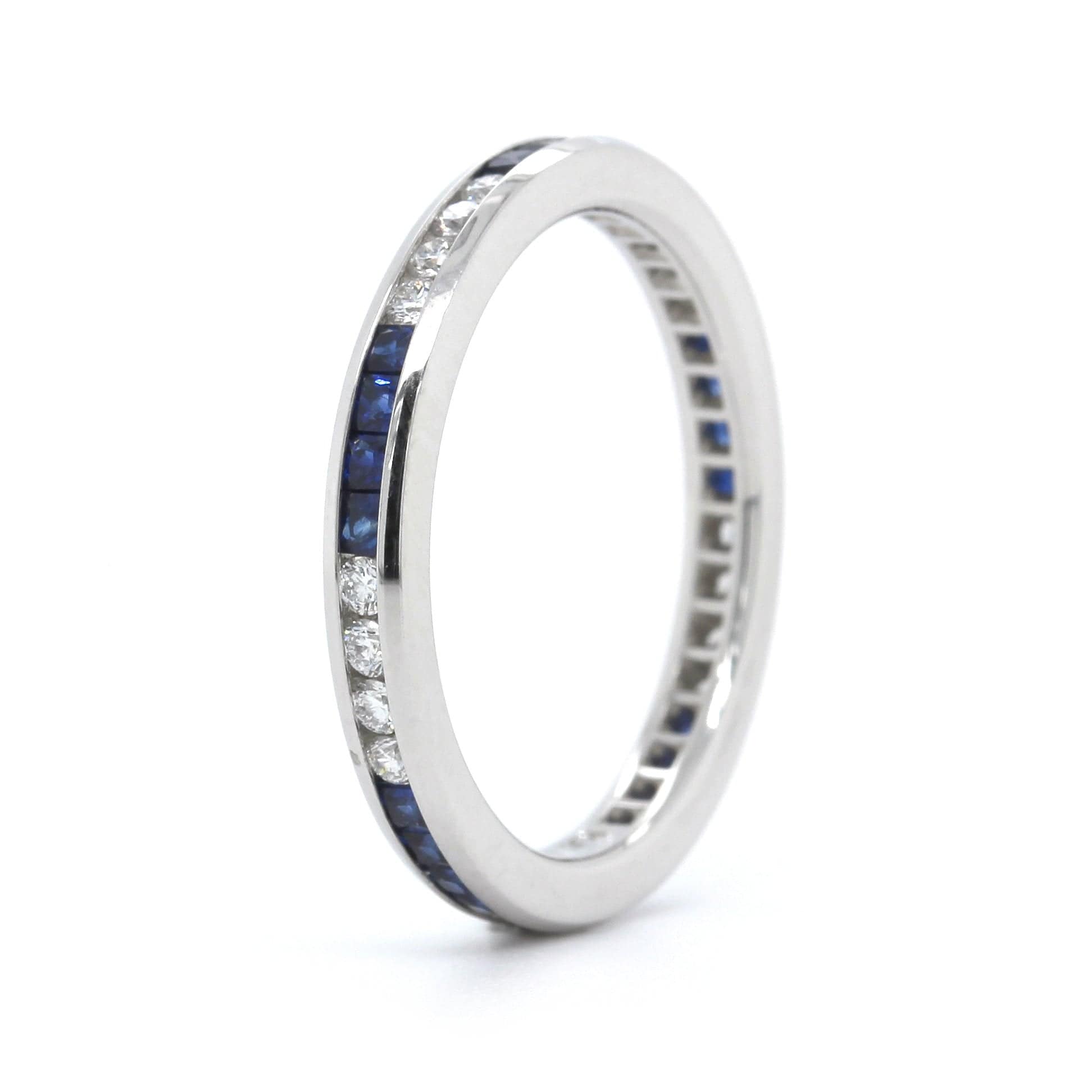 Platinum Channel Set Sapphire and Diamond Band