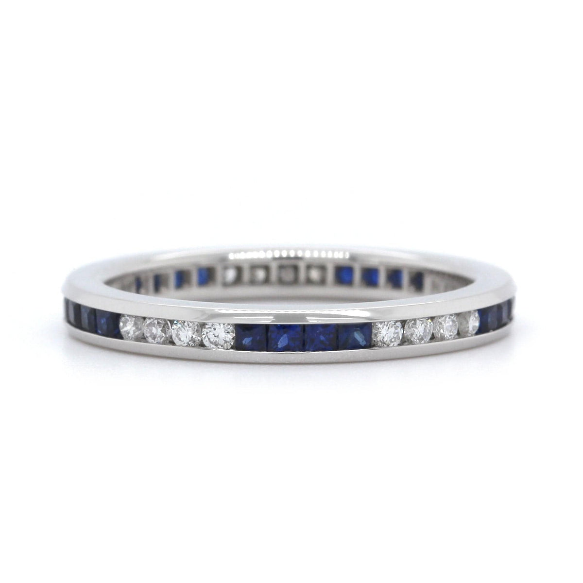 Platinum Channel Set Sapphire and Diamond Band