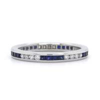 Platinum Channel Set Sapphire and Diamond Band