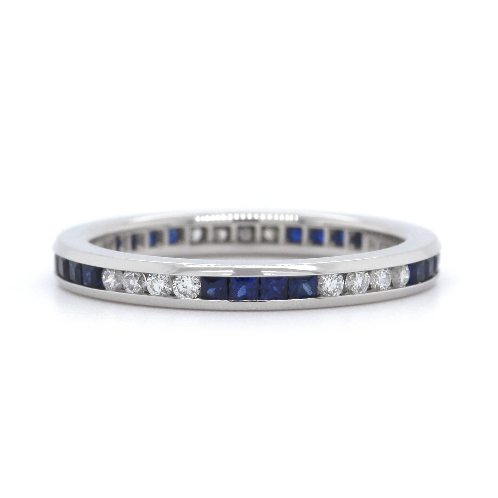 Platinum Channel Set Sapphire and Diamond Band