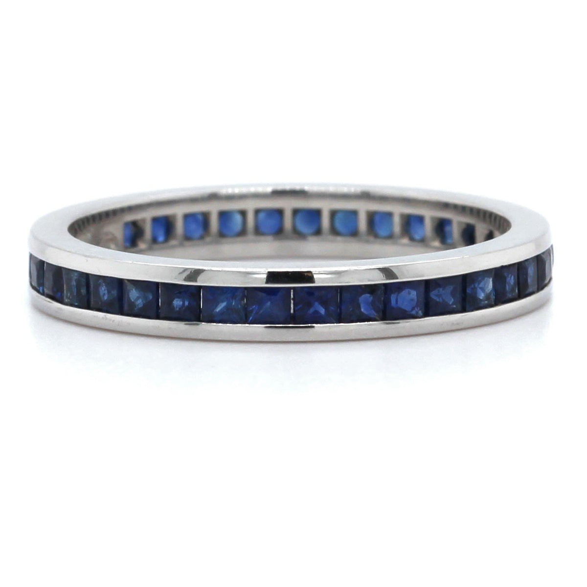 Platinum Channel Set Sapphire Eternity Band