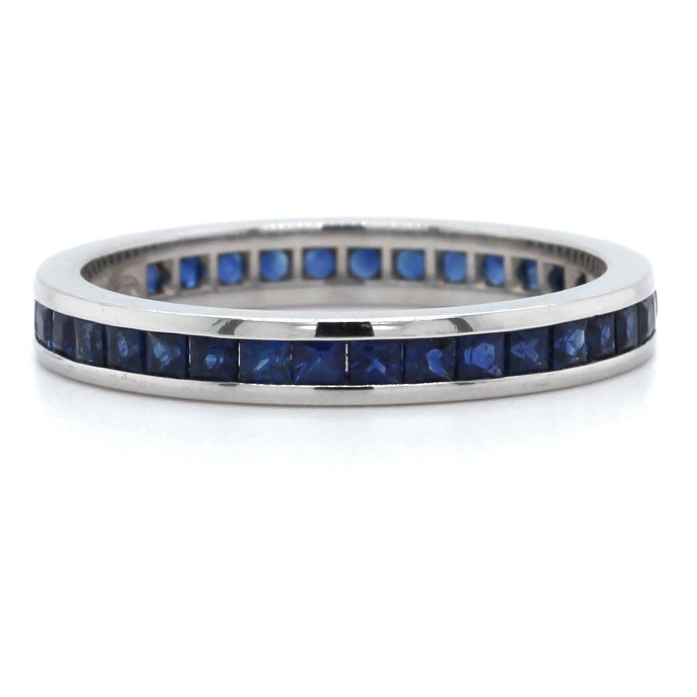 Platinum Channel Set Sapphire Eternity Band