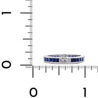 18K White Gold Channel Set Sapphire and Diamond Eternity Band