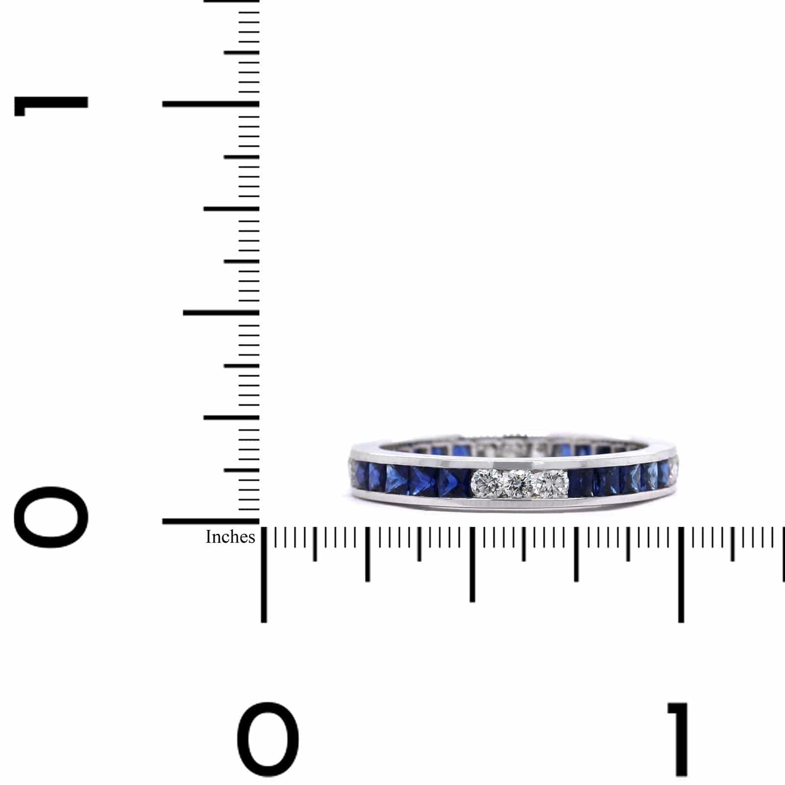 18K White Gold Channel Set Sapphire and Diamond Eternity Band