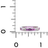 18K White Gold Channel Set Pink Sapphire and Diamond Band