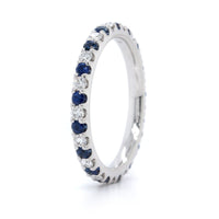 Platinum Prong Set Sapphire and Diamond Band