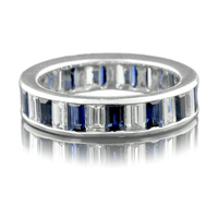 18K White Gold Diamond and Sapphire Channel Set Band
