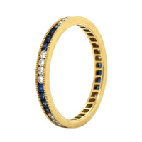 18K Yellow Gold Sapphire and Diamond Eternity Band