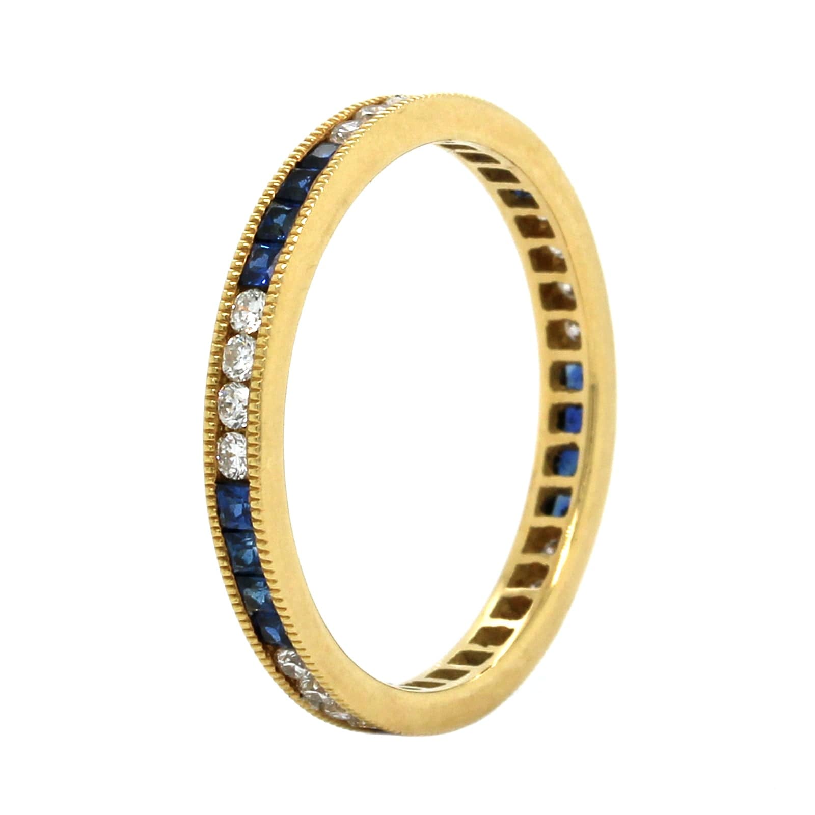 18K Yellow Gold Sapphire and Diamond Eternity Band