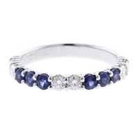 18K White Gold Diamond and Sapphire Band
