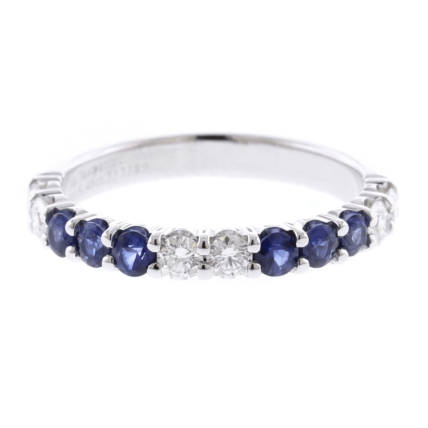 18K White Gold Diamond and Sapphire Band