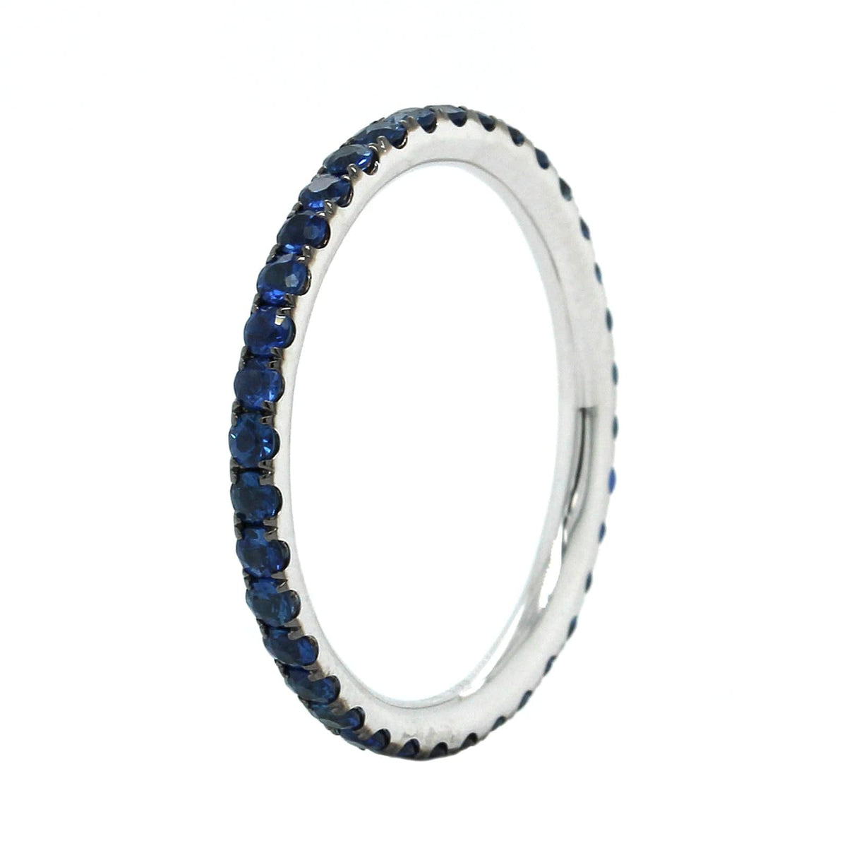 18K White Gold Sapphire Block Rhodium Eternity Ring
