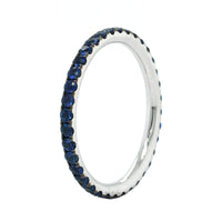 18K White Gold Sapphire Block Rhodium Eternity Ring