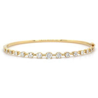 14K Yellow Gold 4 Prong Diamond Bangle