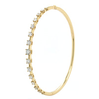 14K Yellow Gold 4 Prong Diamond Bangle