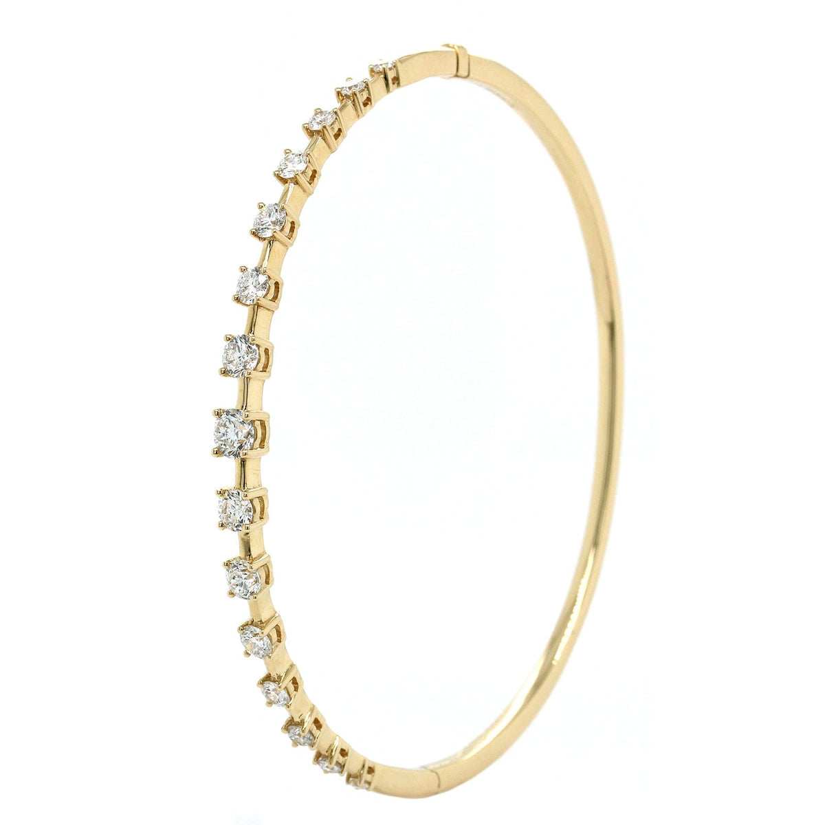 14K Yellow Gold 4 Prong Diamond Bangle