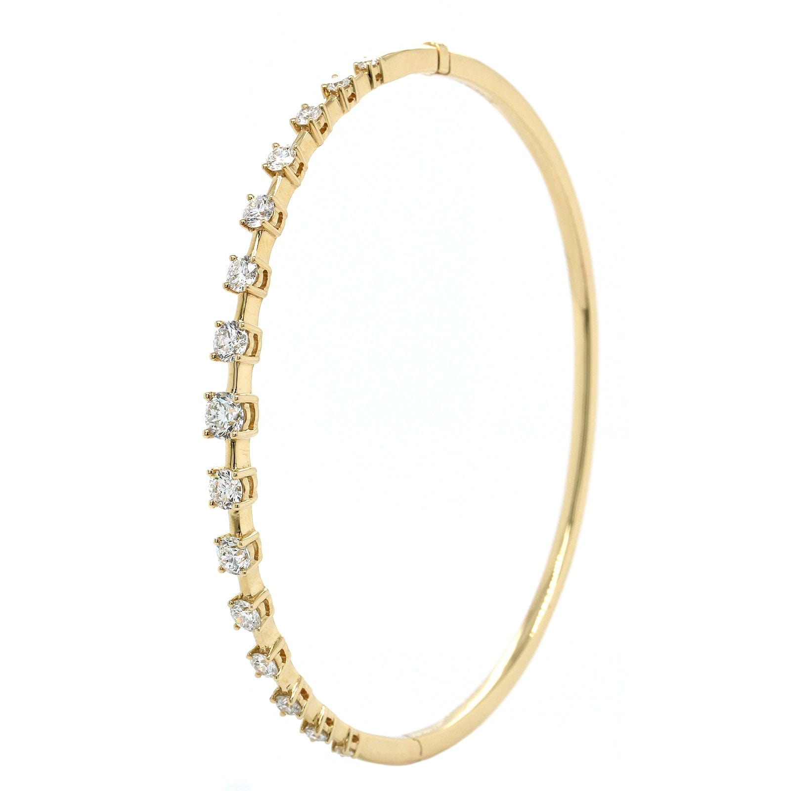 14K Yellow Gold 4 Prong Diamond Bangle
