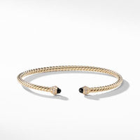Cable Spira® Bracelet in 18K Gold with Black Onyx and Diamonds,