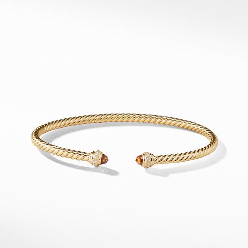 Cable Spira® Bracelet in 18K Gold with Madeira Citrine and Diamonds, 3mm