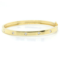 18K Yellow Gold Burnished Diamond Bangle