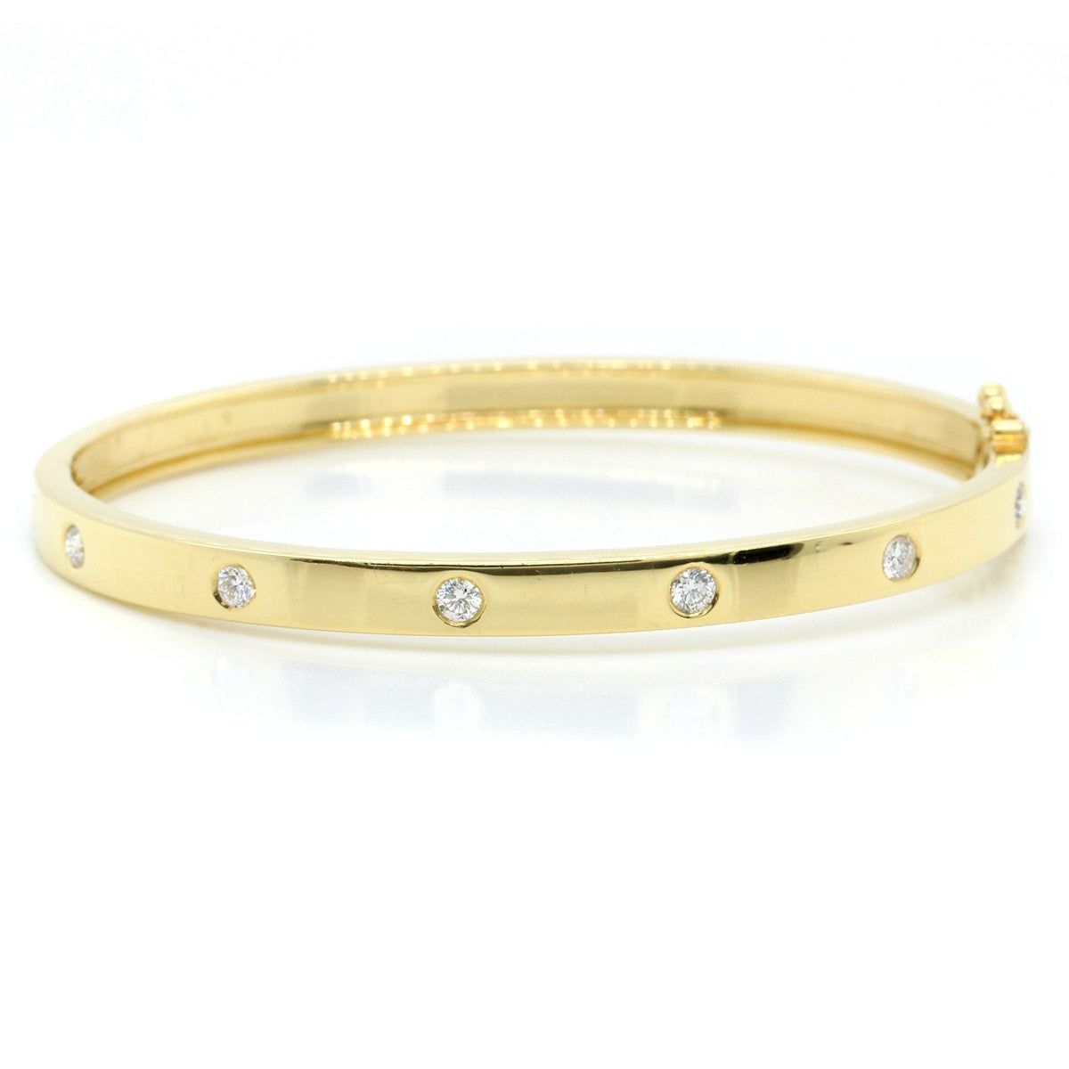 18K Yellow Gold Burnished Diamond Bangle
