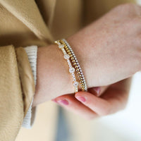 18K Yellow Gold Four Floral Diamond Station Bracelet