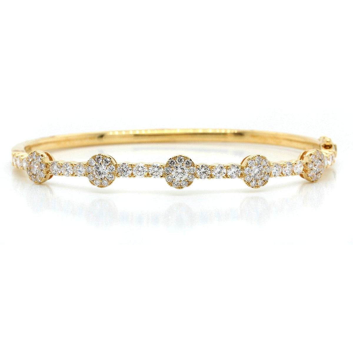 18K Yellow Gold Four Floral Diamond Station Bracelet