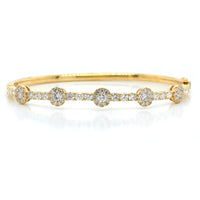 18K Yellow Gold Four Floral Diamond Station Bracelet