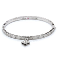 18K White Gold Princess Flower Bangle