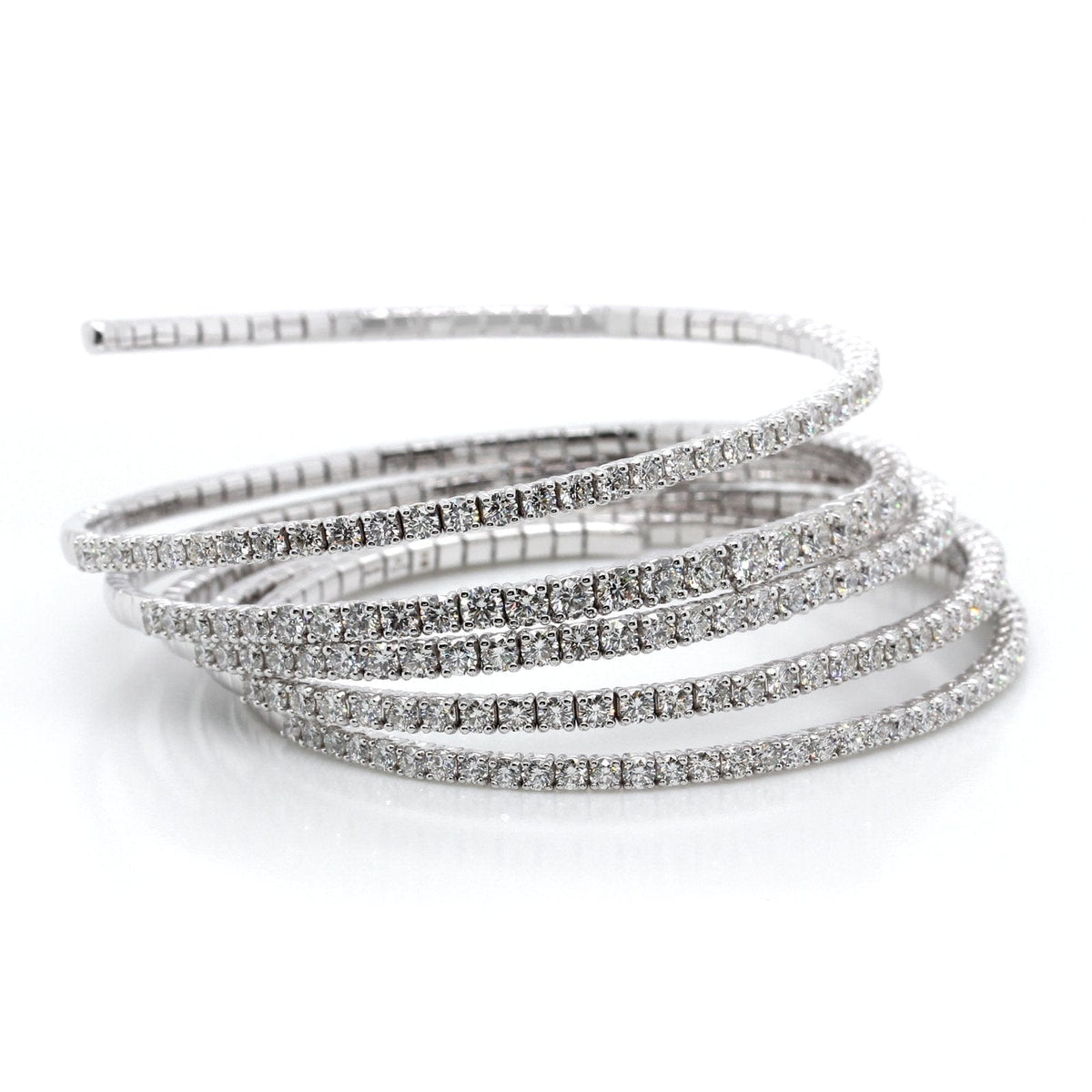 18K White Gold Diamond Coil Bracelet