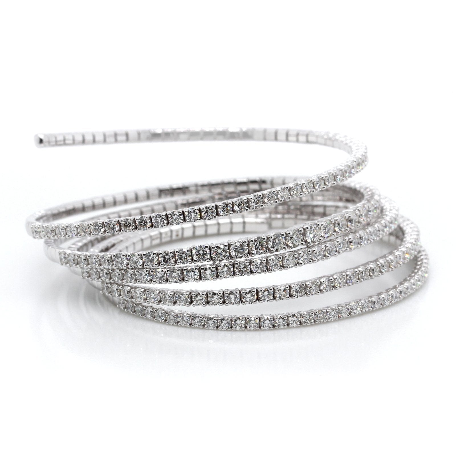 18K White Gold Diamond Coil Bracelet
